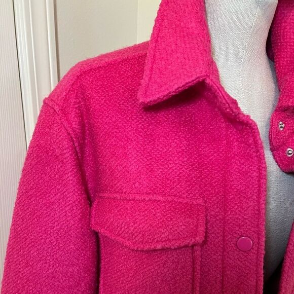 H&M Fuchsia Pink Wool blend Shirt Jacket Size M Like New Condition - Picture 2 of 11